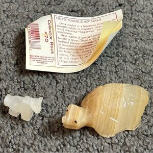 Small Onyx Marble Horse 1” & Turtle 3” Animal Carved Figurine Decoration